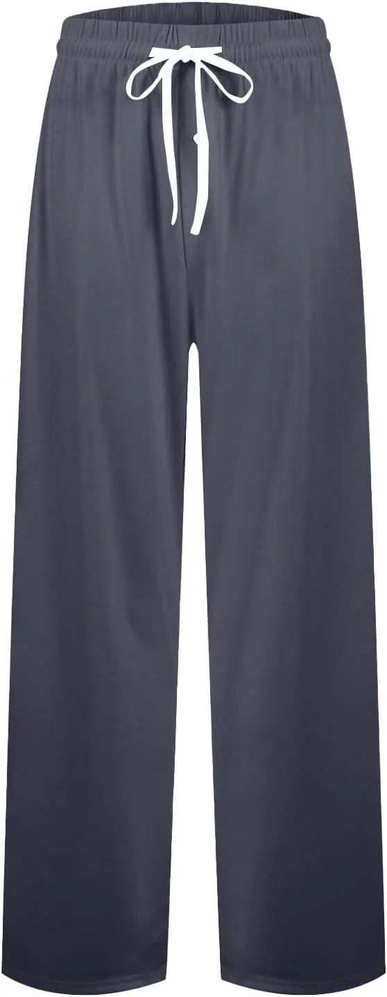 Mens Pajama Pants Soft Comfy Drawstring Waist Sleep Lounge Pants with Pockets Loose Cotton Pajama Bottoms Sleepwear
