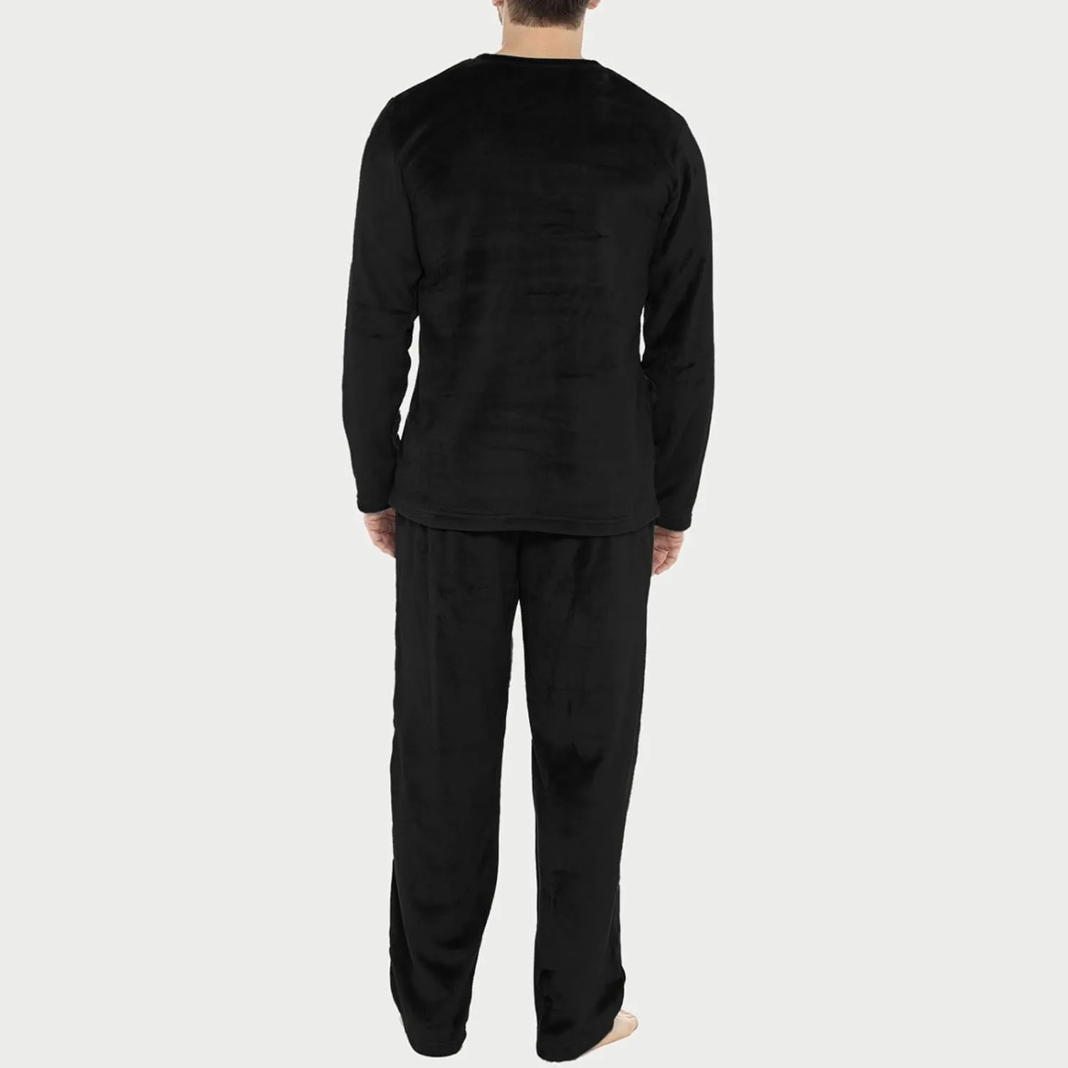 Mens Pajamas Set 2Pc Flannel Pajamas for Men Velvet Fleece Lounge Pants Long Sleeve Sleepwear Soft Pjs Sleepwear
