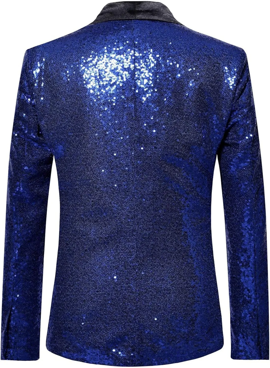 Men's Sequins Suit Jacket Slim Fit Shawl Lapel Blazer Sport Coats 1 Button Tuxedo Jackets for Prom Party Dinner