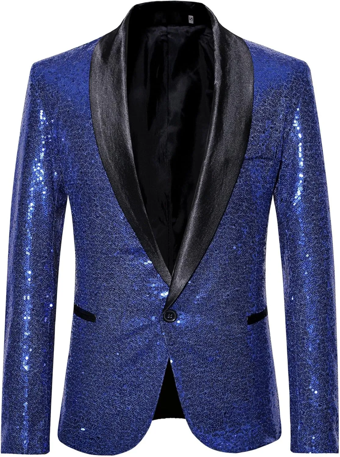 Men's Sequins Suit Jacket Slim Fit Shawl Lapel Blazer Sport Coats 1 Button Tuxedo Jackets for Prom Party Dinner