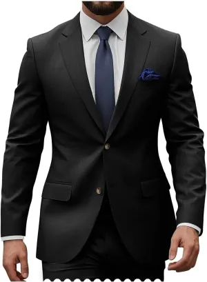 Mens Slim Fit 2 Piece Suits Two Button Casual Wedding Suits for Men Jacket Blazer & Pants Set