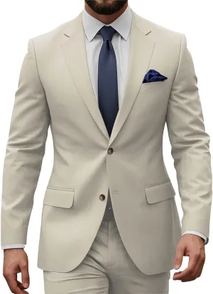 Mens Slim Fit 2 Piece Suits Two Button Casual Wedding Suits for Men Jacket Blazer & Pants Set