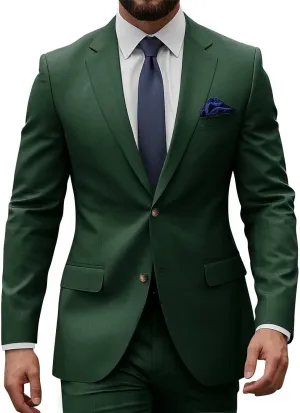 Mens Slim Fit 2 Piece Suits Two Button Casual Wedding Suits for Men Jacket Blazer & Pants Set