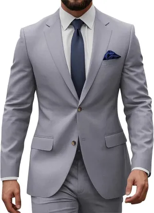 Mens Slim Fit 2 Piece Suits Two Button Casual Wedding Suits for Men Jacket Blazer & Pants Set