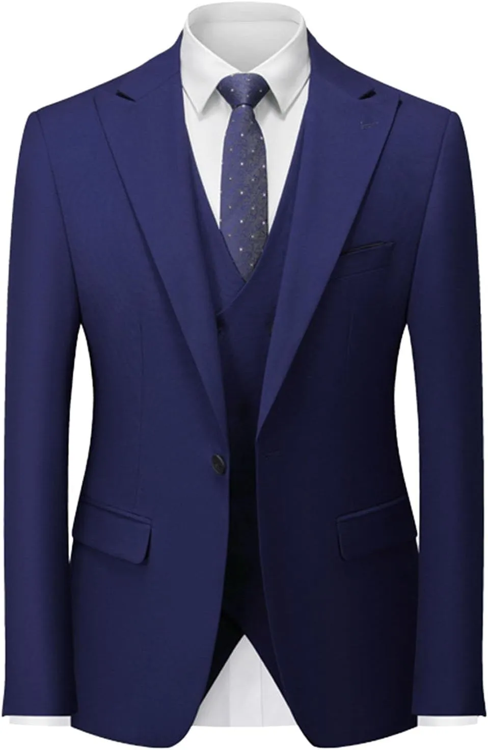 Men's Slim Fit 3 Piece Suit, Double Breasted Business Wedding Prom Suits Tuxedo Blazer & Vest & Pants Suits Set