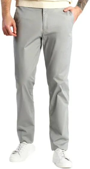 Men's Slim-Fit Stretch Chinos, 97% Cotton/3% Elastane, Flat Front, Breathable, Machine Washable; Gray, Blue, Beige.