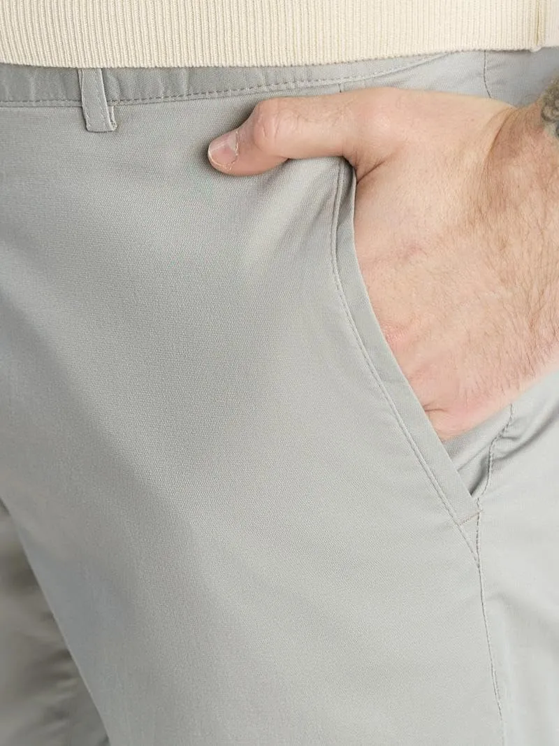 Men's Slim-Fit Stretch Chinos, 97% Cotton/3% Elastane, Flat Front, Breathable, Machine Washable; Gray, Blue, Beige.