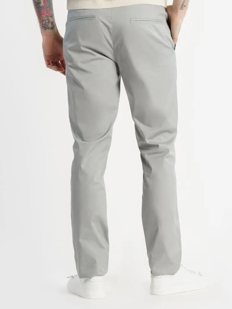 Men's Slim-Fit Stretch Chinos, 97% Cotton/3% Elastane, Flat Front, Breathable, Machine Washable; Gray, Blue, Beige.