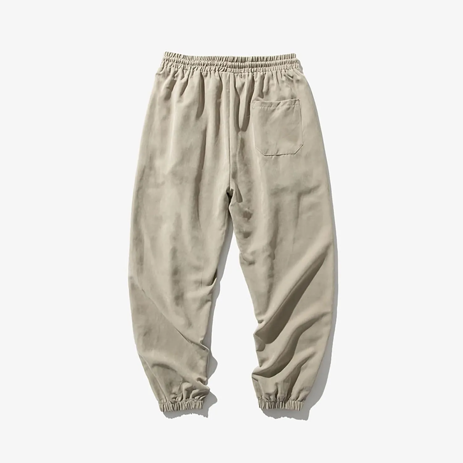 Men's Solid Color Drawstring Elastic Waist Sweatpants Loose Soft Cuffed Pants Casual Cozy Long Pants with Pockets