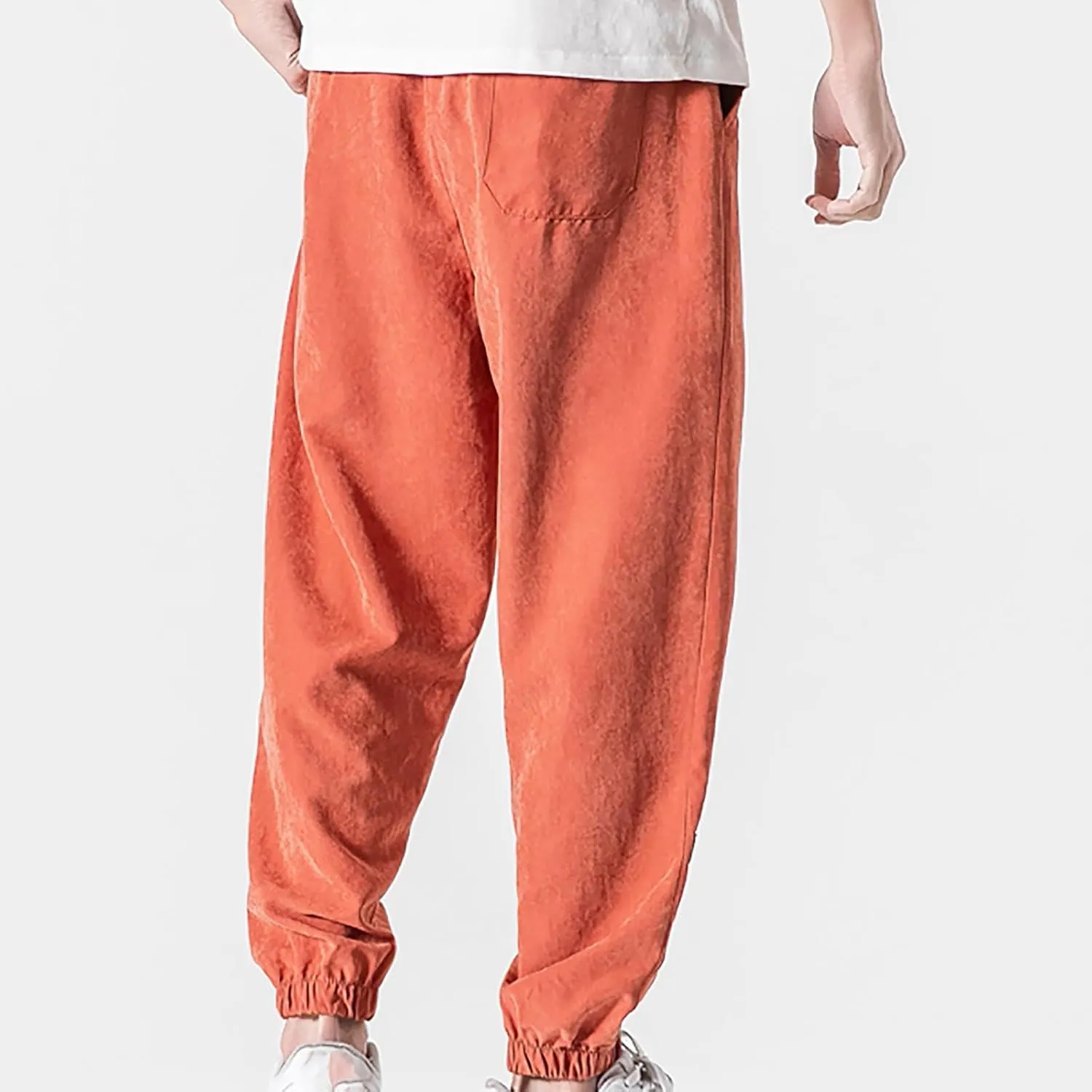 Men's Solid Color Drawstring Elastic Waist Sweatpants Loose Soft Cuffed Pants Casual Cozy Long Pants with Pockets
