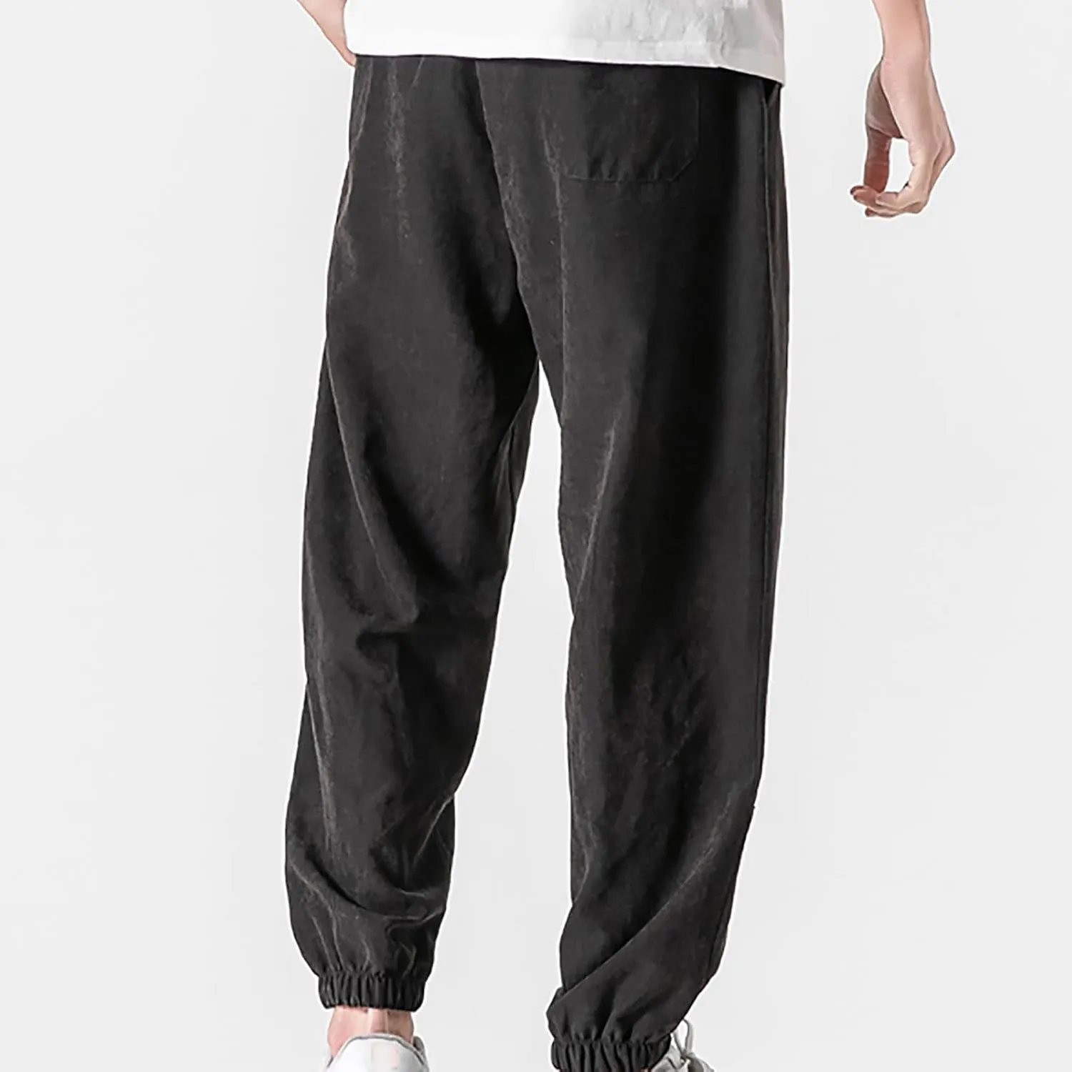 Men's Solid Color Drawstring Elastic Waist Sweatpants Loose Soft Cuffed Pants Casual Cozy Long Pants with Pockets