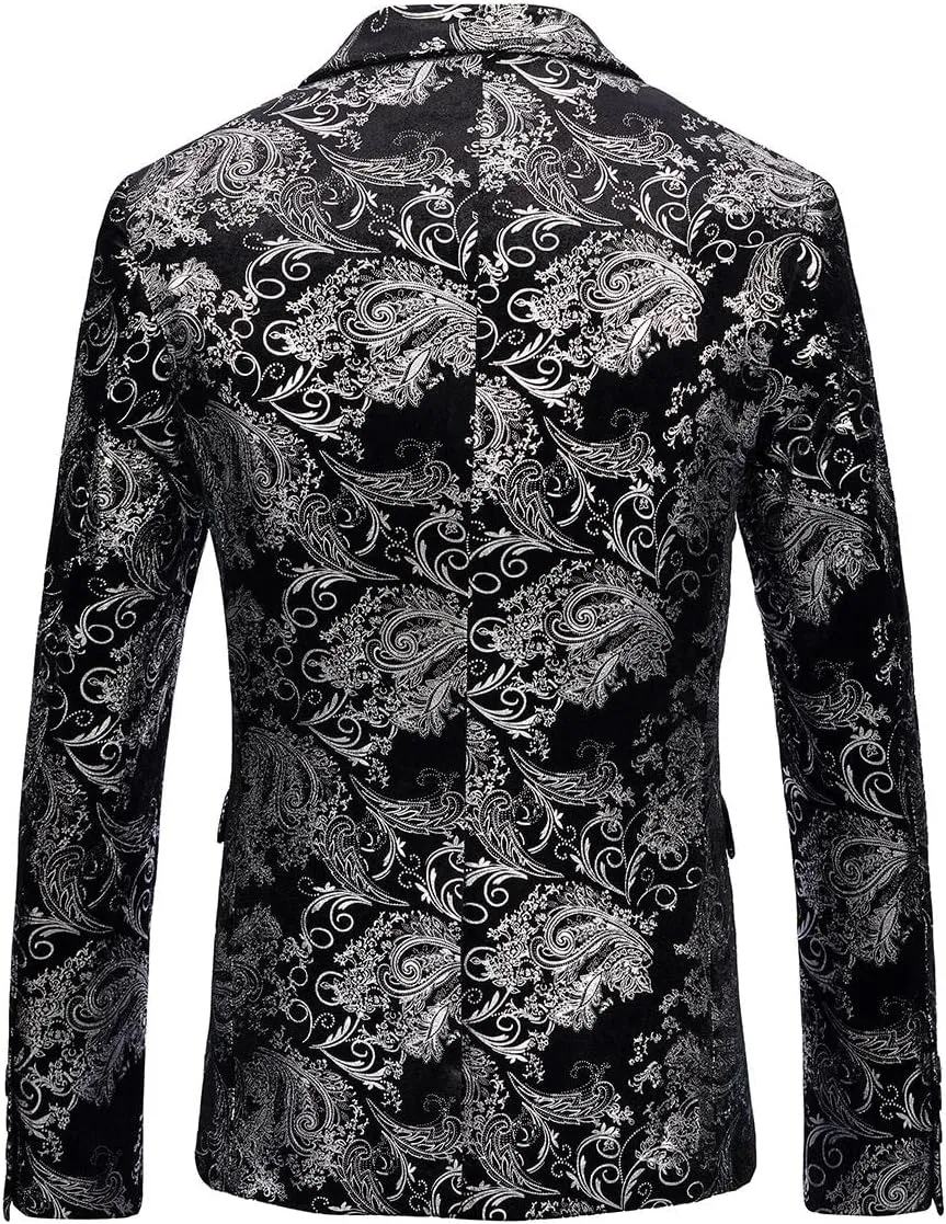 Mens Suit Slim Fit 2 Piece Formal Skinny Floral Tuxedo Suit Set Shawl Lapel for Wedding Dinner Party