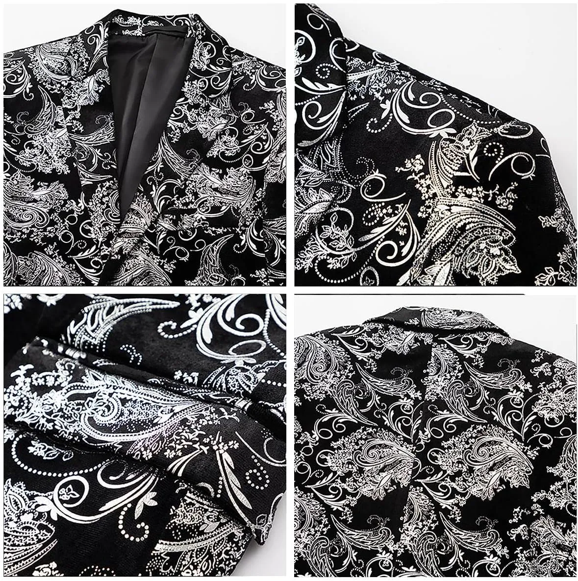 Mens Suit Slim Fit 2 Piece Formal Skinny Floral Tuxedo Suit Set Shawl Lapel for Wedding Dinner Party