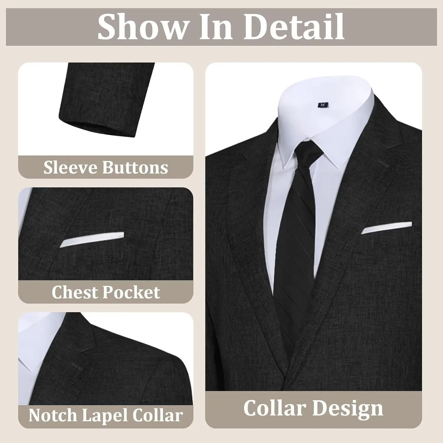 Mens Suits Classic Fit 2 Piece Lightweight Suit Set One Button Casual Jacket Blazer Pant for Men Wedding Bussiness