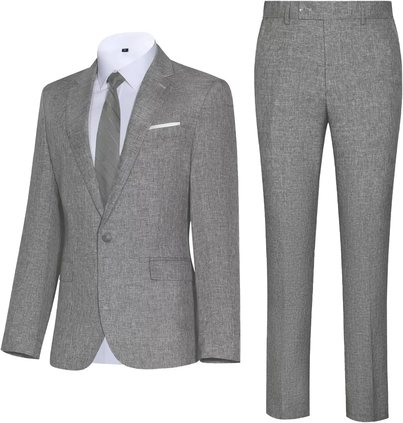 Mens Suits Classic Fit 2 Piece Lightweight Suit Set One Button Casual Jacket Blazer Pant for Men Wedding Bussiness