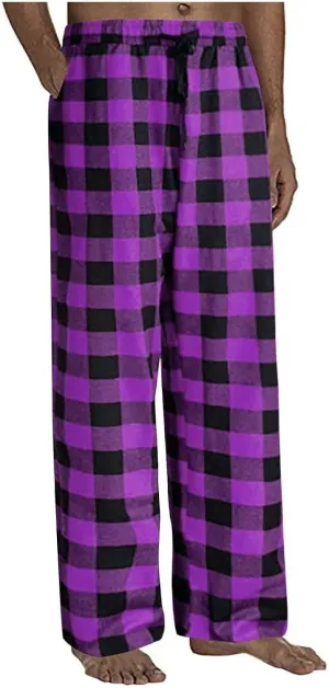 Men's Tall Plaid Christmas Pajama Pants With Elastic Waist, Drawstring, and Pockets - 2024 Sleep Lounge Pants