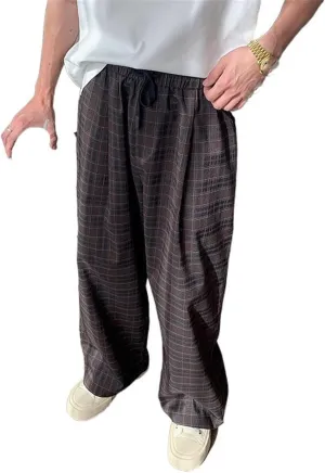 Men's Trouser Summer Thin Elastic Waist Straight Wide-Leg Pants for Men