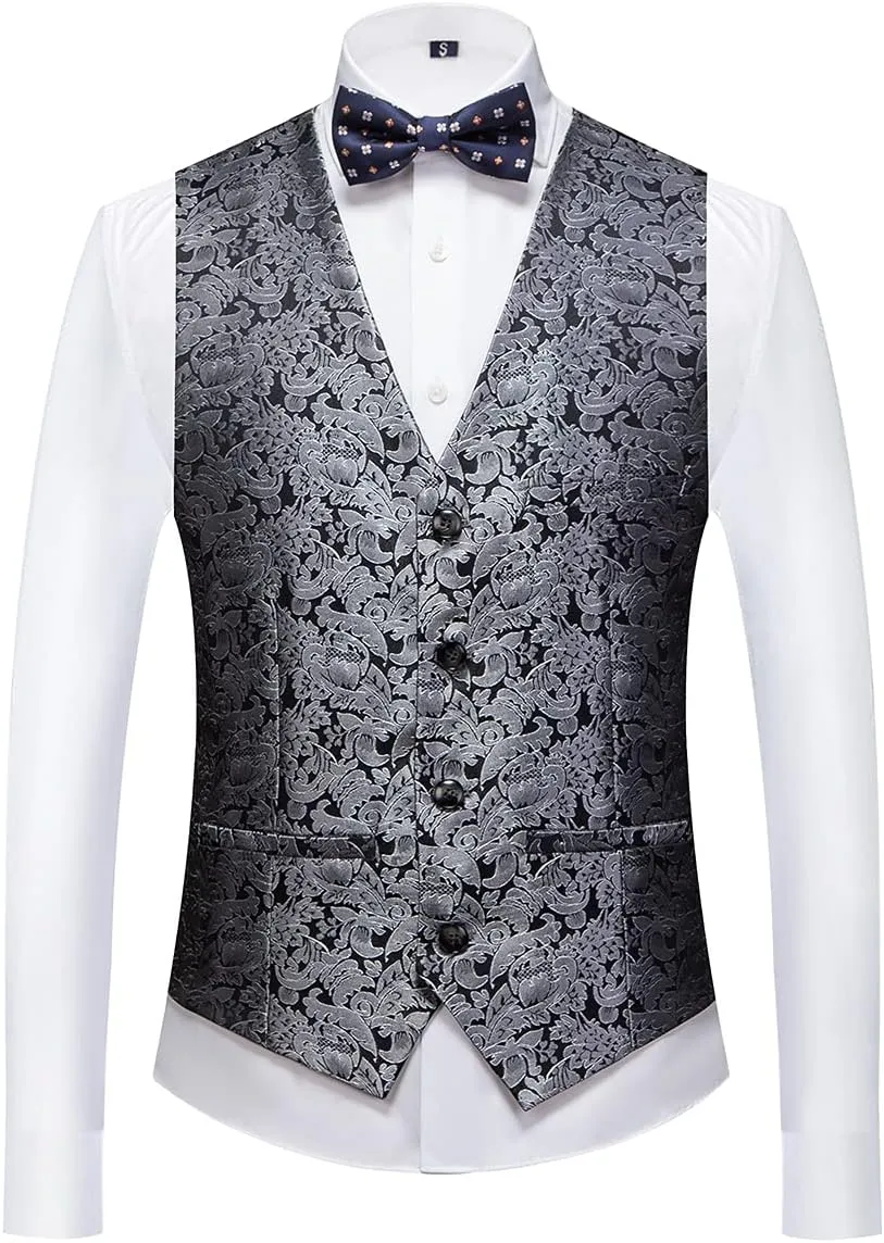 Mens Tuxedo Suits Slim Fit 3 Piece Formal Skinny Tuxedo Suit Set Shawl Lapel Paisley Suits Men for Wedding Prom