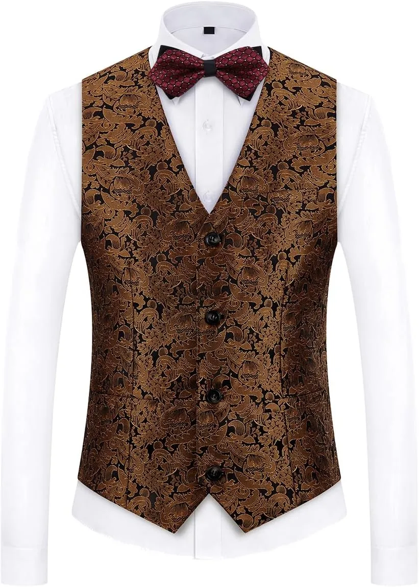 Mens Tuxedo Suits Slim Fit 3 Piece Formal Skinny Tuxedo Suit Set Shawl Lapel Paisley Suits Men for Wedding Prom