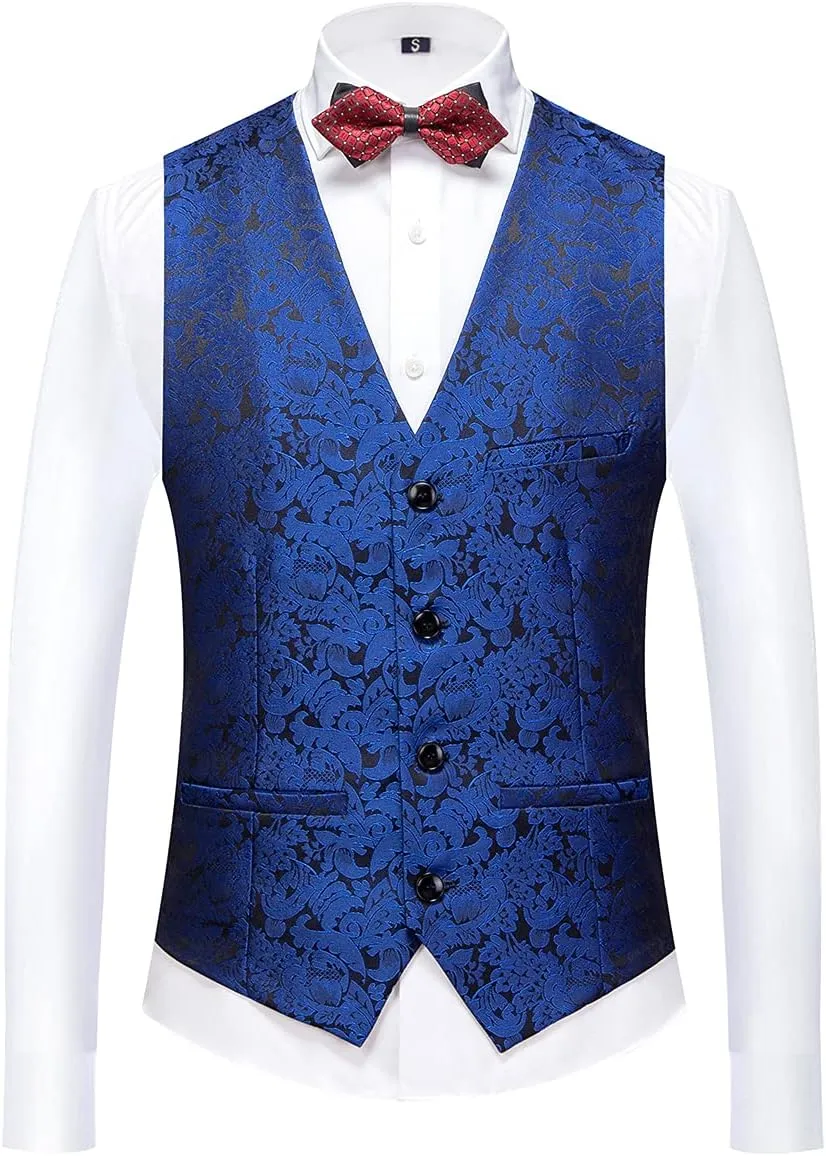 Mens Tuxedo Suits Slim Fit 3 Piece Formal Skinny Tuxedo Suit Set Shawl Lapel Paisley Suits Men for Wedding Prom