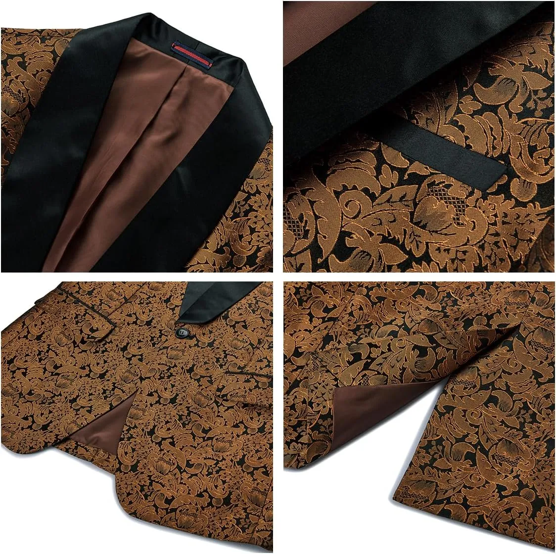 Mens Tuxedo Suits Slim Fit 3 Piece Formal Skinny Tuxedo Suit Set Shawl Lapel Paisley Suits Men for Wedding Prom