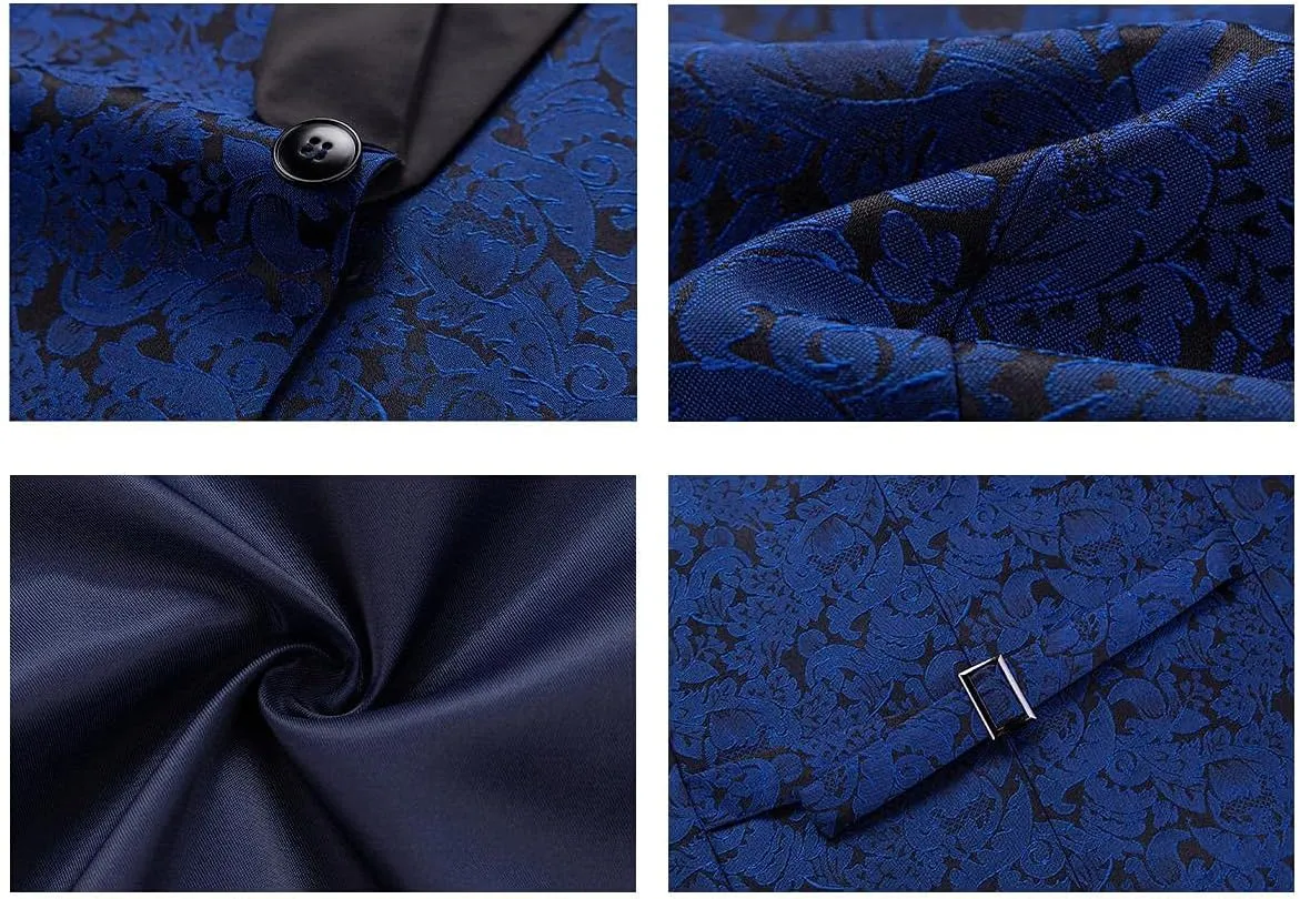 Mens Tuxedo Suits Slim Fit 3 Piece Formal Skinny Tuxedo Suit Set Shawl Lapel Paisley Suits Men for Wedding Prom