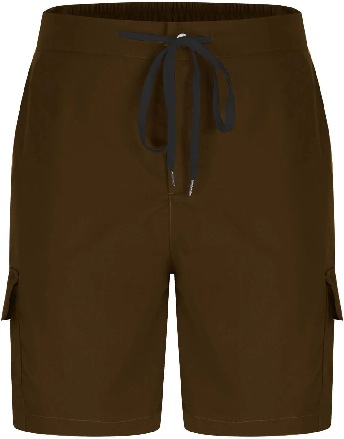 Mens Utility Cargo Shorts Stretch Drawstring Waist Quick Dry Shorts with Dual Flap Pockets and Athletic Fit