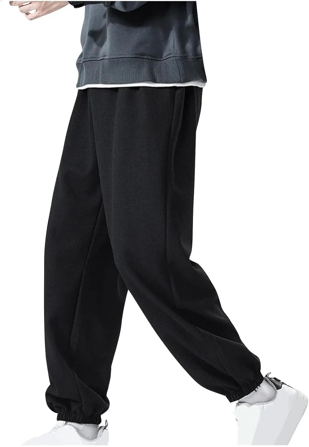 Mens Waffle Sweatpants Joggers Pants Elastic Waist Casual Sports Trousers with Pockets