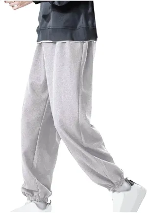Mens Waffle Sweatpants Joggers Pants Elastic Waist Casual Sports Trousers with Pockets