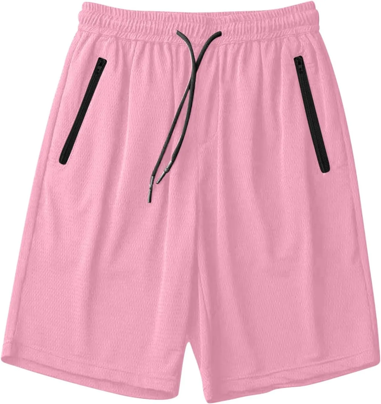 Mens Zip Pocket Shorts Mesh Fabric Quick Dry Drawstring Waistband Athletic Gym Running(Available in Plus Size)