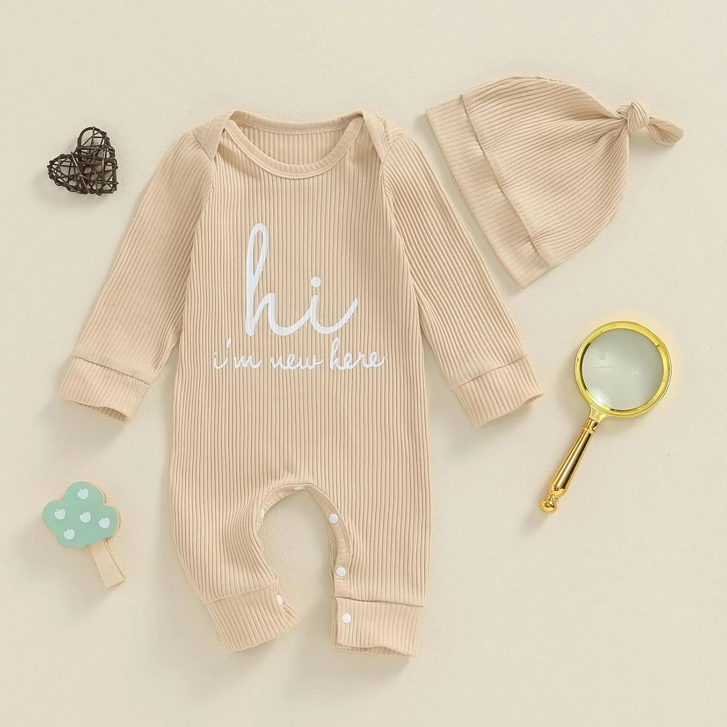 MERSARIPHY Newborn Baby Boy Girl Clothes Hi I'm New Here Coming Home From Hospital Outfits Gender Neutral One Piece Romper