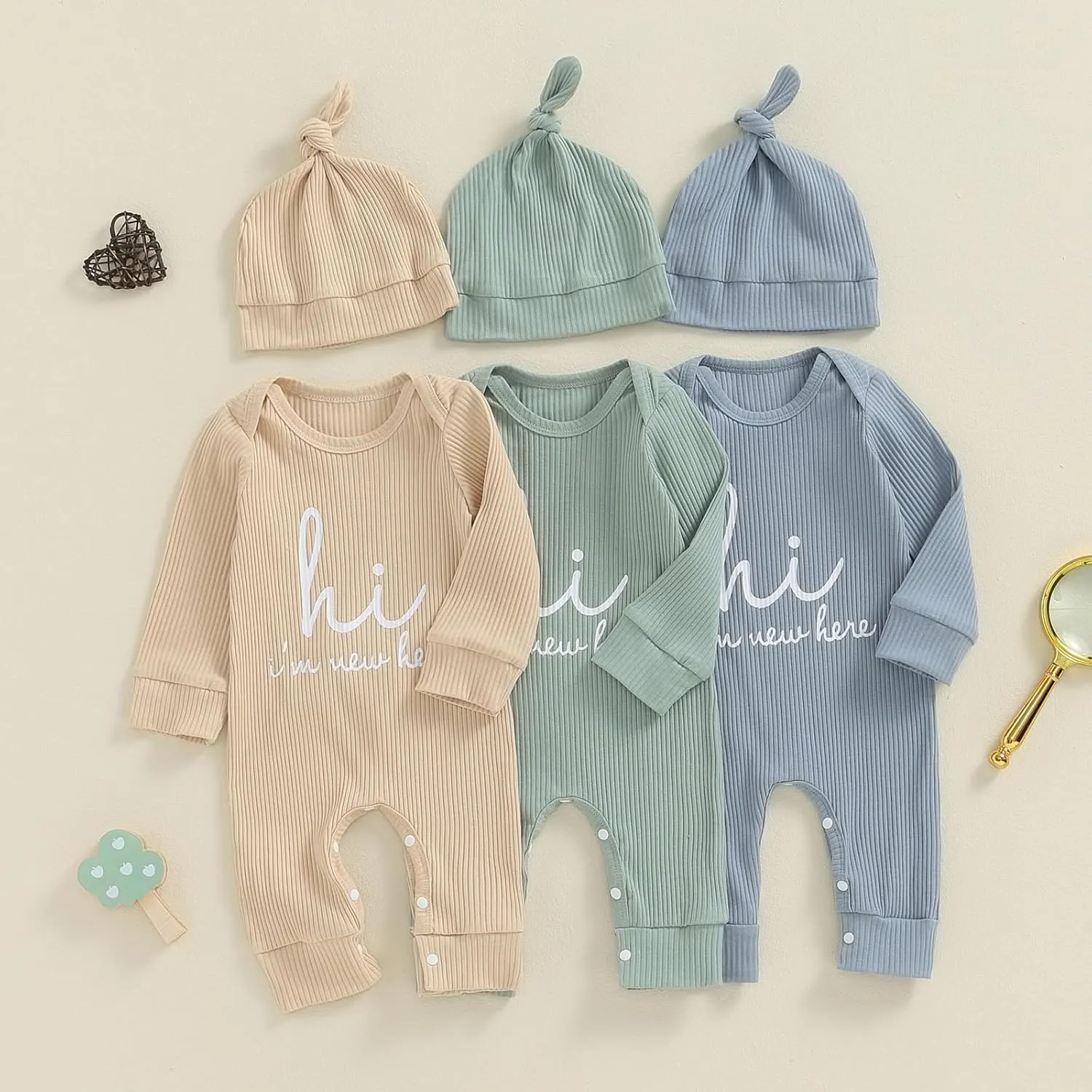 MERSARIPHY Newborn Baby Boy Girl Clothes Hi I'm New Here Coming Home From Hospital Outfits Gender Neutral One Piece Romper
