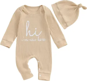 MERSARIPHY Newborn Baby Boy Girl Clothes Hi I'm New Here Coming Home From Hospital Outfits Gender Neutral One Piece Romper