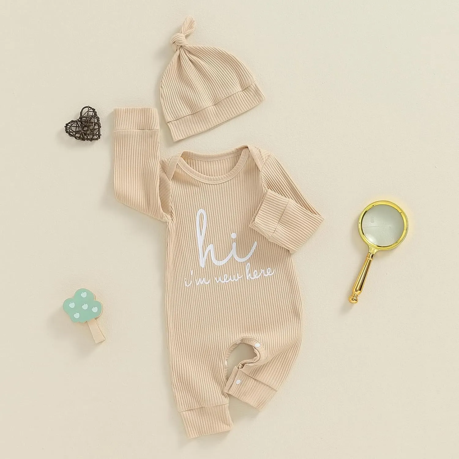 MERSARIPHY Newborn Baby Boy Girl Clothes Hi I'm New Here Coming Home From Hospital Outfits Gender Neutral One Piece Romper
