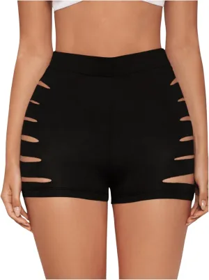 Milumia Women Side Cut Out Shorts High Waist Ripped Hot Pants Workout Mini Shorts