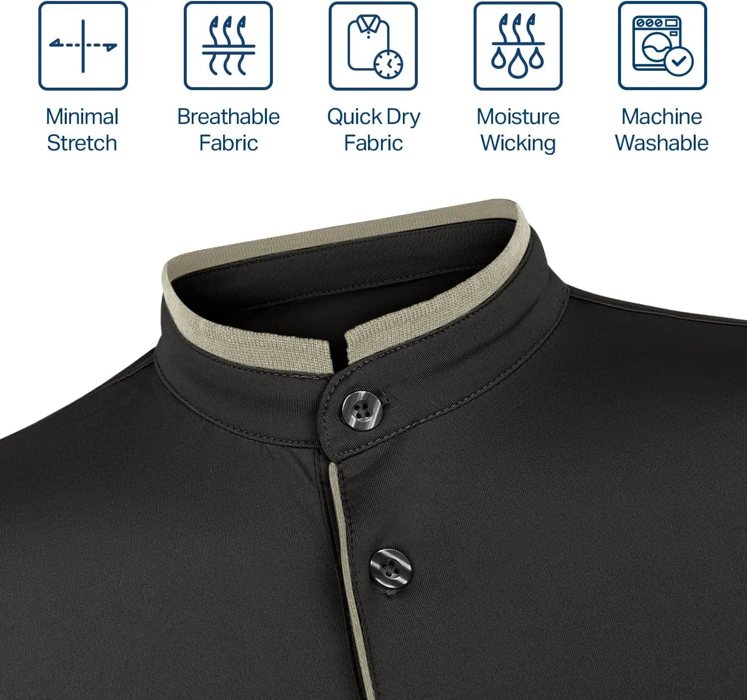 Mio Marino French Collar Henley Polo Shirt for Men – Lightweight - Moisture Wicking – Breathable Fabric