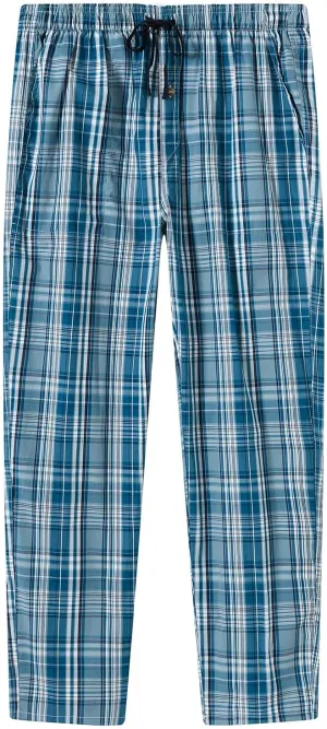 MoFiz Mens Cotton Pajama Pants Lightweight Lounge Sleep Plaid Bottoms with Pockets Drawstring