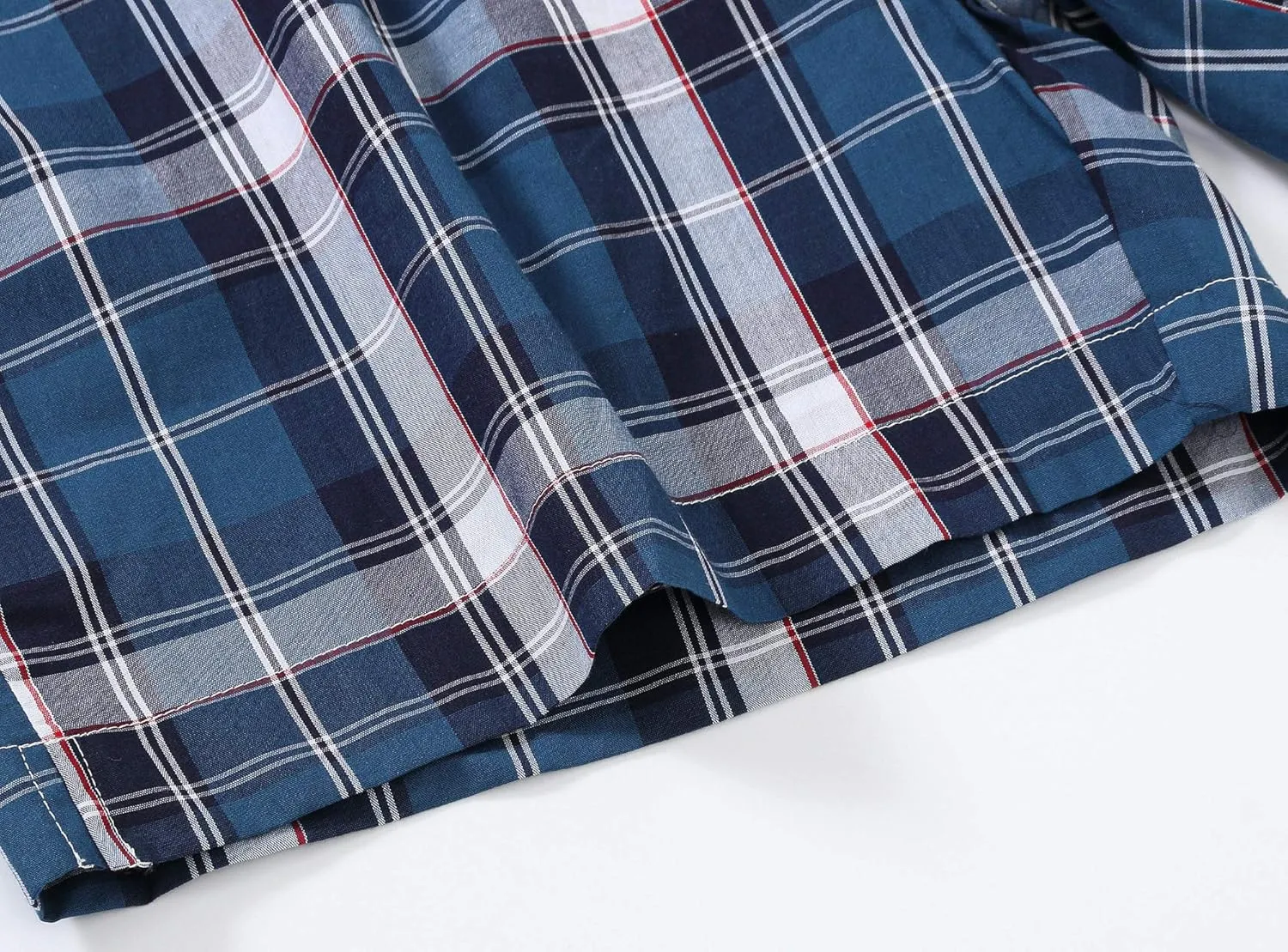 MoFiz Mens Cotton Pajama Pants Lightweight Lounge Sleep Plaid Bottoms with Pockets Drawstring