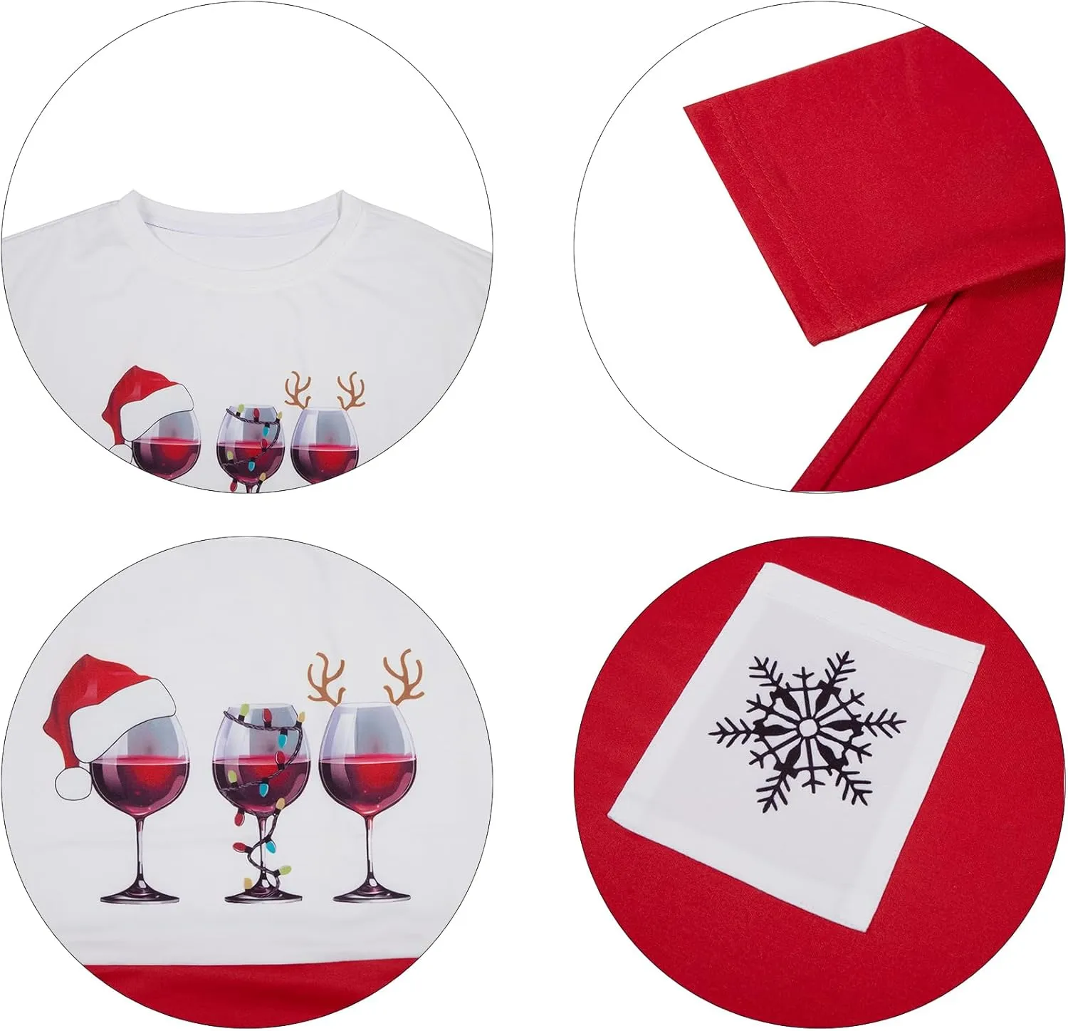 MOUSYA Women Dress Shirt Christmas Long Sleeve Tops Santa Printed Pullover Loose Plus Size T-Shirt Blouse with Pockets