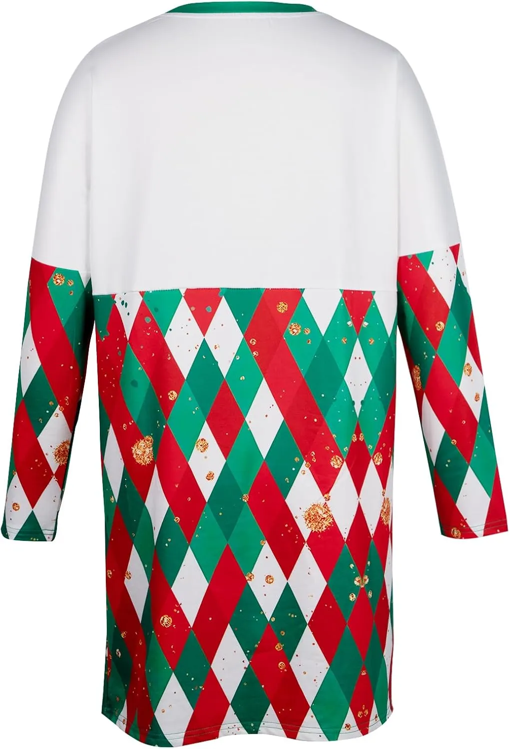 MOUSYA Women Dress Shirt Christmas Long Sleeve Tops Santa Printed Pullover Loose Plus Size T-Shirt Blouse with Pockets