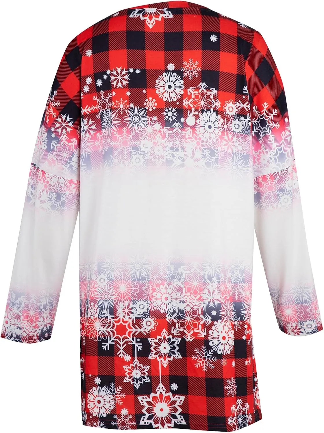 MOUSYA Women Dress Shirt Christmas Long Sleeve Tops Santa Printed Pullover Loose Plus Size T-Shirt Blouse with Pockets