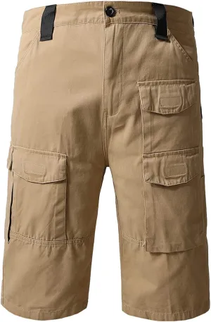 Muscularfit Cotton Mens Shorts Regular Big and Tall Multi Pockets Cargo Shorts 7" Inseam Summer Casual Sport Tooling Shorts