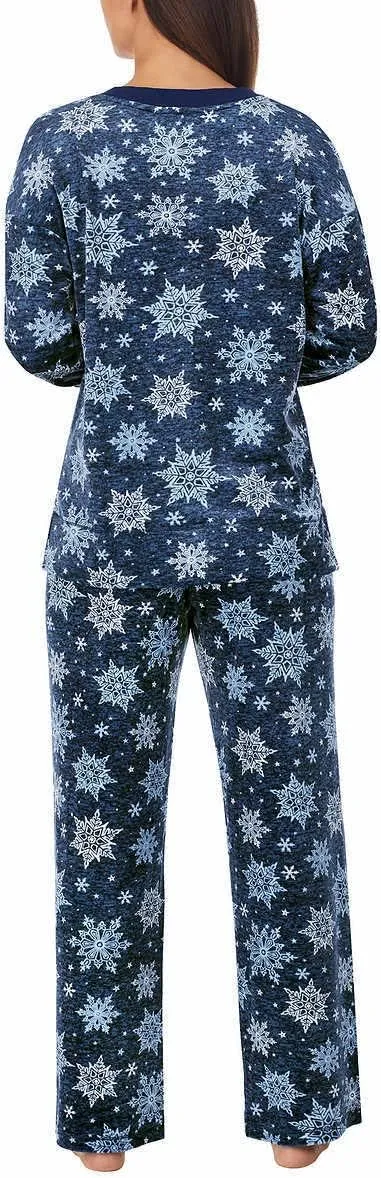 Nautica Womens Pajamas - Cozy Silky Fleece - 2 Piece Long Sleeve Winter Sleepwear Set for Women