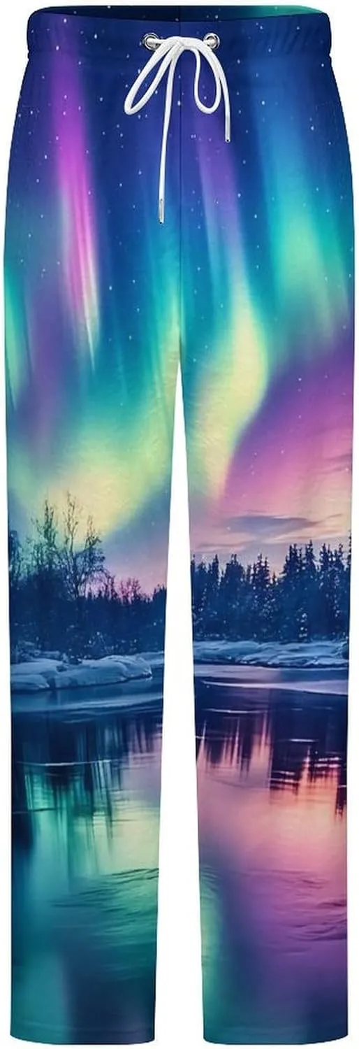 Northern Lights Women's Pajama Pants Fleece Warm Pj Bottoms Sleepwear Lounge Pants Loungewear