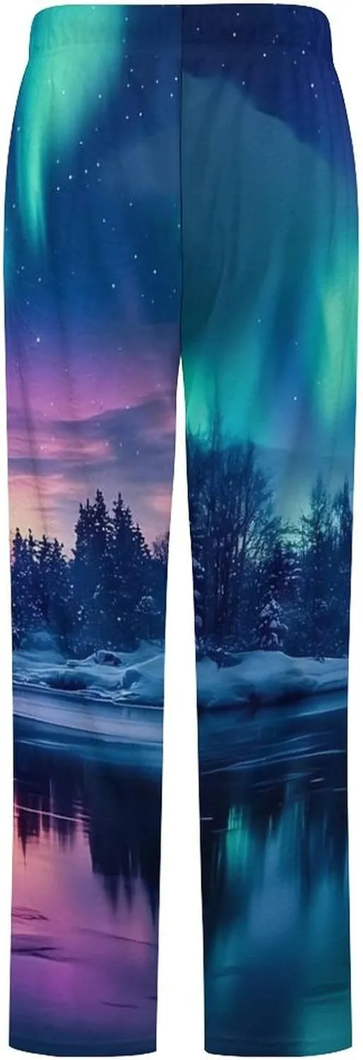Northern Lights Women's Pajama Pants Fleece Warm Pj Bottoms Sleepwear Lounge Pants Loungewear