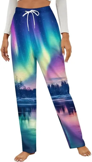 Northern Lights Women's Pajama Pants Fleece Warm Pj Bottoms Sleepwear Lounge Pants Loungewear
