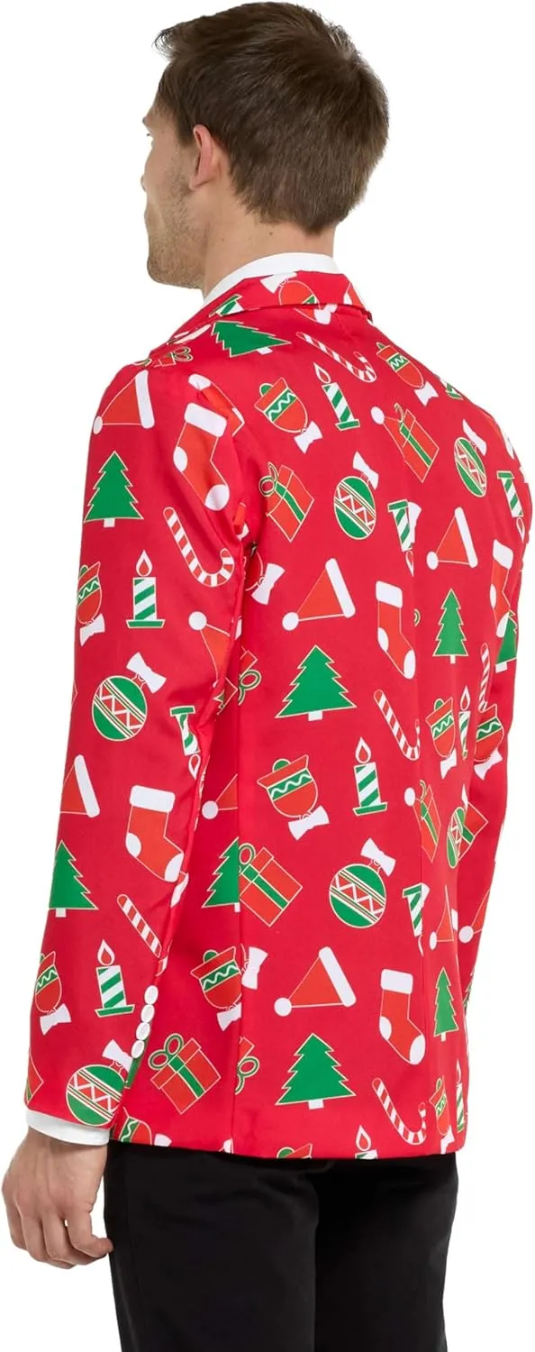 Offstream Men's Christmas Blazer - Ugly X-Mas Holiday Print Outfit - Only Suit Jacket