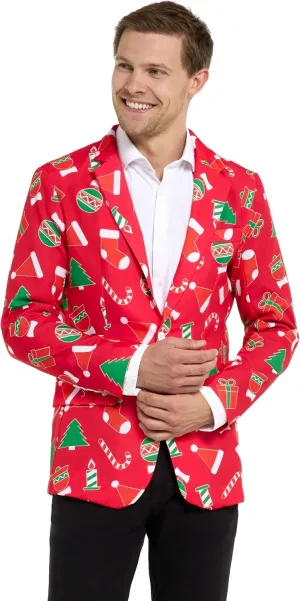Offstream Men's Christmas Blazer - Ugly X-Mas Holiday Print Outfit - Only Suit Jacket