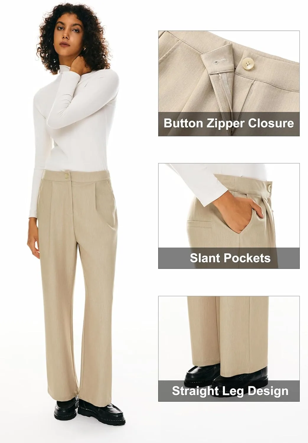 Orolay Women's High-Waisted Dress Pants Work Business Long Trousers Straight Leg Suit Pants