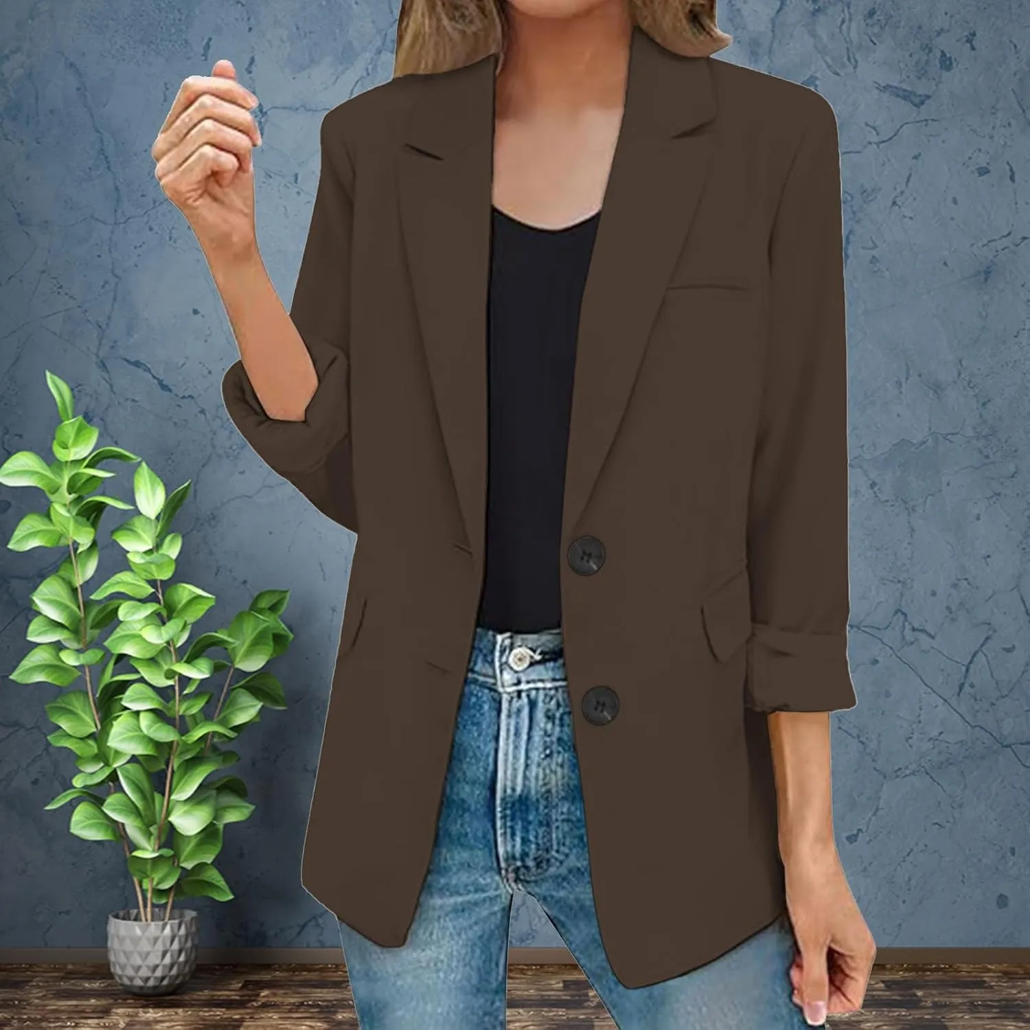 Oversized Blazers for Women 2025 Fashion Business Work Casual Suit Jacket Long Sleeve Open Front Buttons Lapel Coat